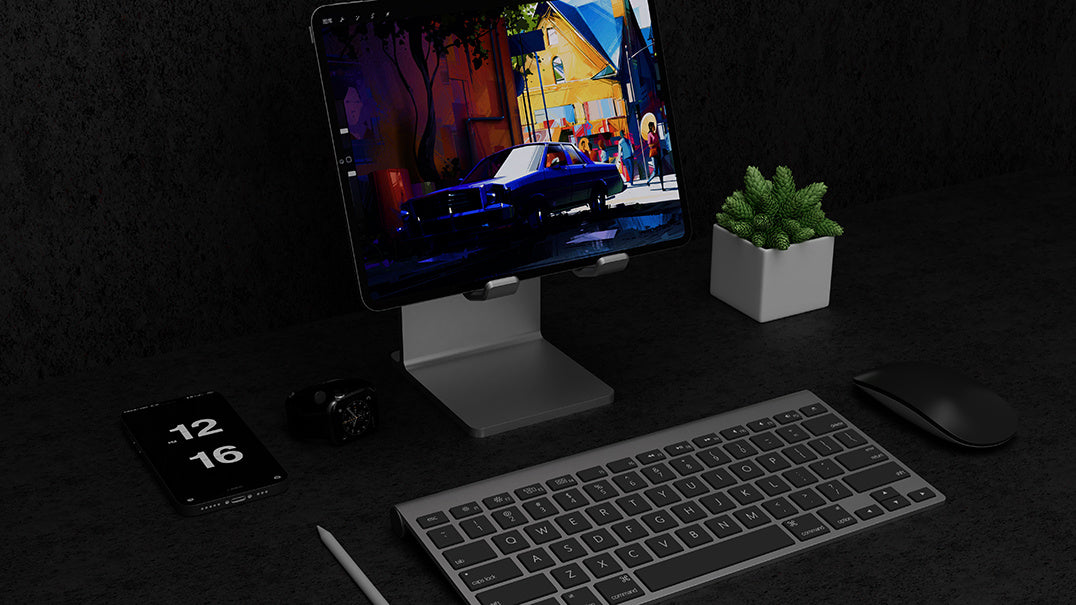 Ergonomic Tablet Stand Holder - Elevate Your Workspace with Universally Compatible Design, Fits iPad Pro, iPhone, and Android Devices, and Frees Up Desk Space