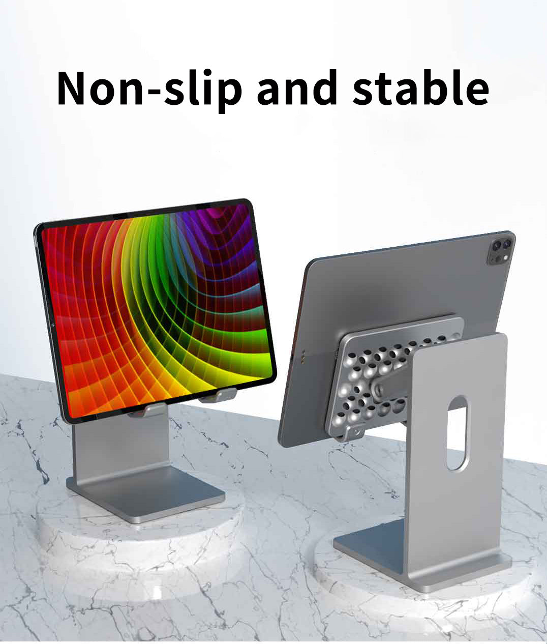 Ergonomic Tablet Stand Holder - Elevate Your Workspace with Universally Compatible Design, Fits iPad Pro, iPhone, and Android Devices, and Frees Up Desk Space