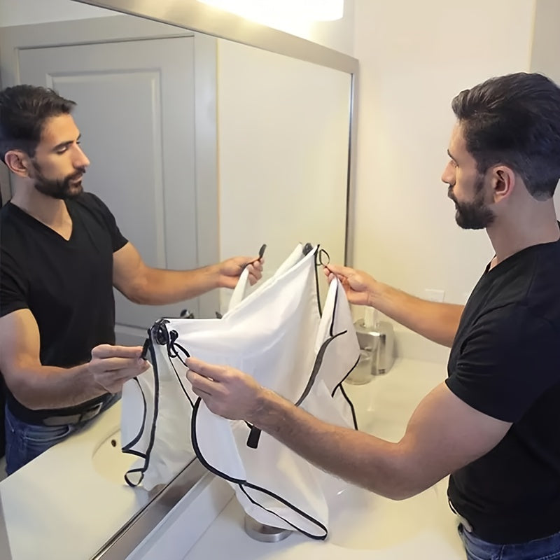Men's Beard Trimming Apron - Splash Guard & Grooming Cape for Mess-Free Shaving, Unscented, Ideal for Stubble & Mustaches, with Suction Cup Attachment for Secure Placement