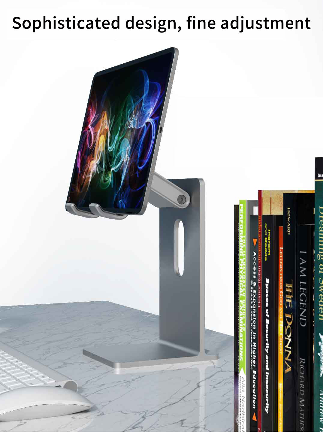 Ergonomic Tablet Stand Holder - Elevate Your Workspace with Universally Compatible Design, Fits iPad Pro, iPhone, and Android Devices, and Frees Up Desk Space