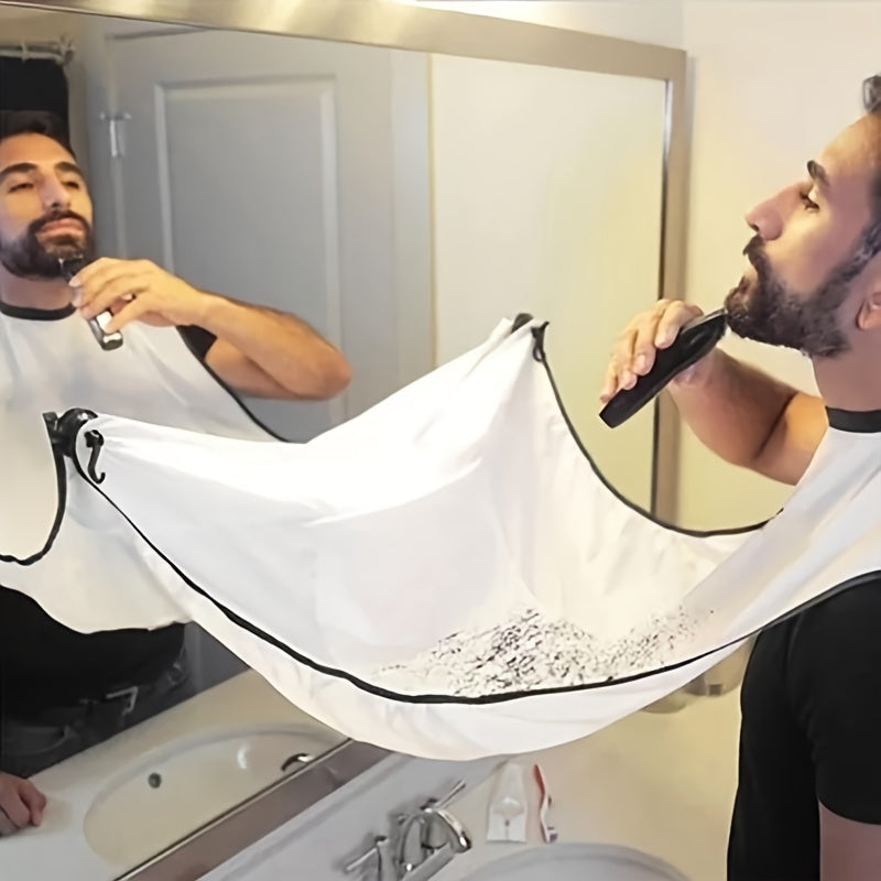 Men's Beard Trimming Apron - Splash Guard & Grooming Cape for Mess-Free Shaving, Unscented, Ideal for Stubble & Mustaches, with Suction Cup Attachment for Secure Placement