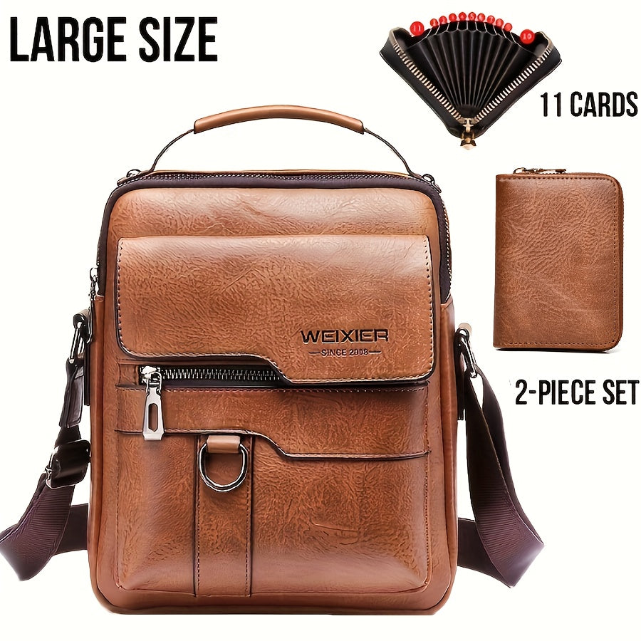 WEIXIER Crossbody Bag, Men's Shoulder Bag Vintage Hand Business Men's Casual Bag Satchel Bag For Men Gift For Father/Anniversary