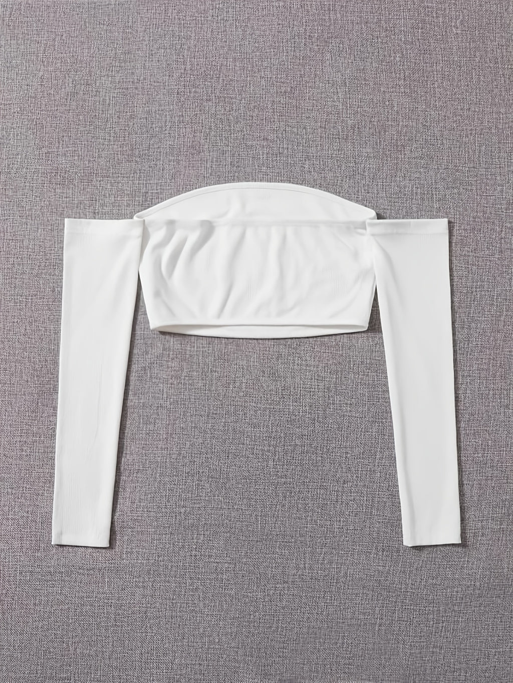 Women's Off-Shoulder Short Crop Top - Slim-Fit Sleeve Stretchy Shirt, Solid Black All-Season Versatile Top for Casual & Formal Outfits, Machine Washable Elegant Women's Fashion Apparel