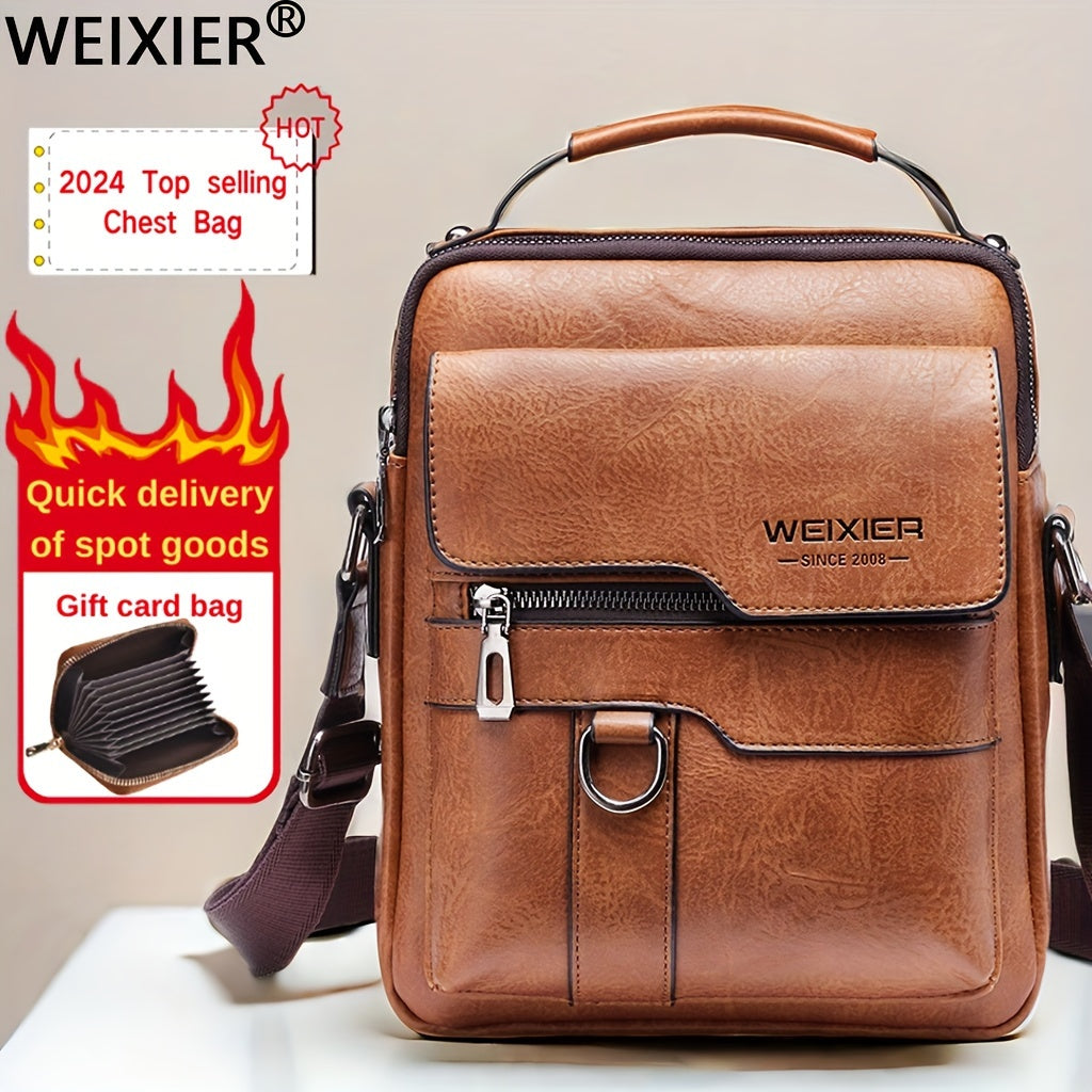 WEIXIER Crossbody Bag, Men's Shoulder Bag Vintage Hand Business Men's Casual Bag Satchel Bag For Men Gift For Father/Anniversary