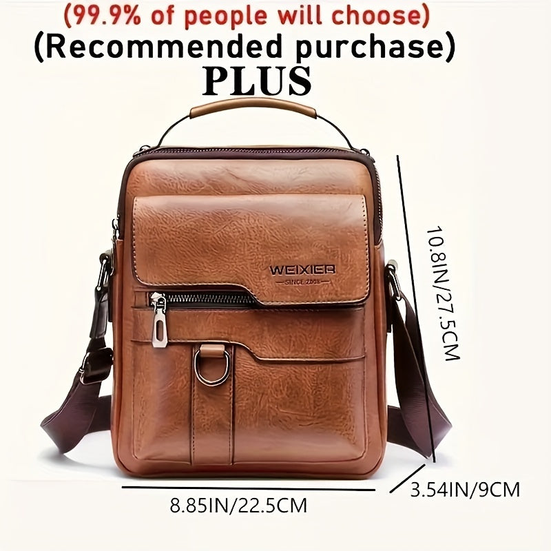 WEIXIER Crossbody Bag, Men's Shoulder Bag Vintage Hand Business Men's Casual Bag Satchel Bag For Men Gift For Father/Anniversary