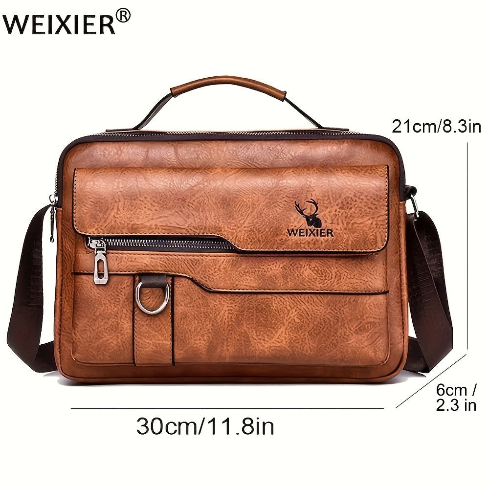 WEIXIER Crossbody Bag, Men's Shoulder Bag Vintage Hand Business Men's Casual Bag Satchel Bag For Men Gift For Father/Anniversary