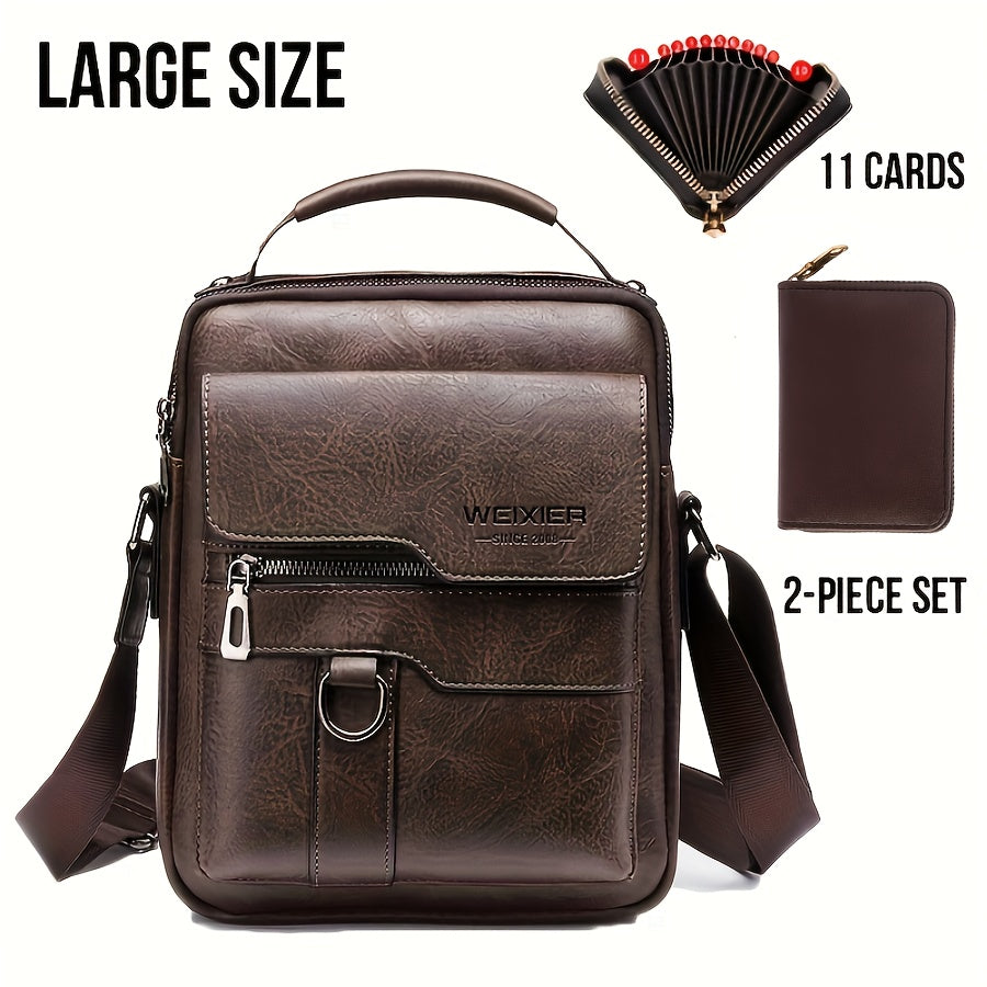 WEIXIER Crossbody Bag, Men's Shoulder Bag Vintage Hand Business Men's Casual Bag Satchel Bag For Men Gift For Father/Anniversary