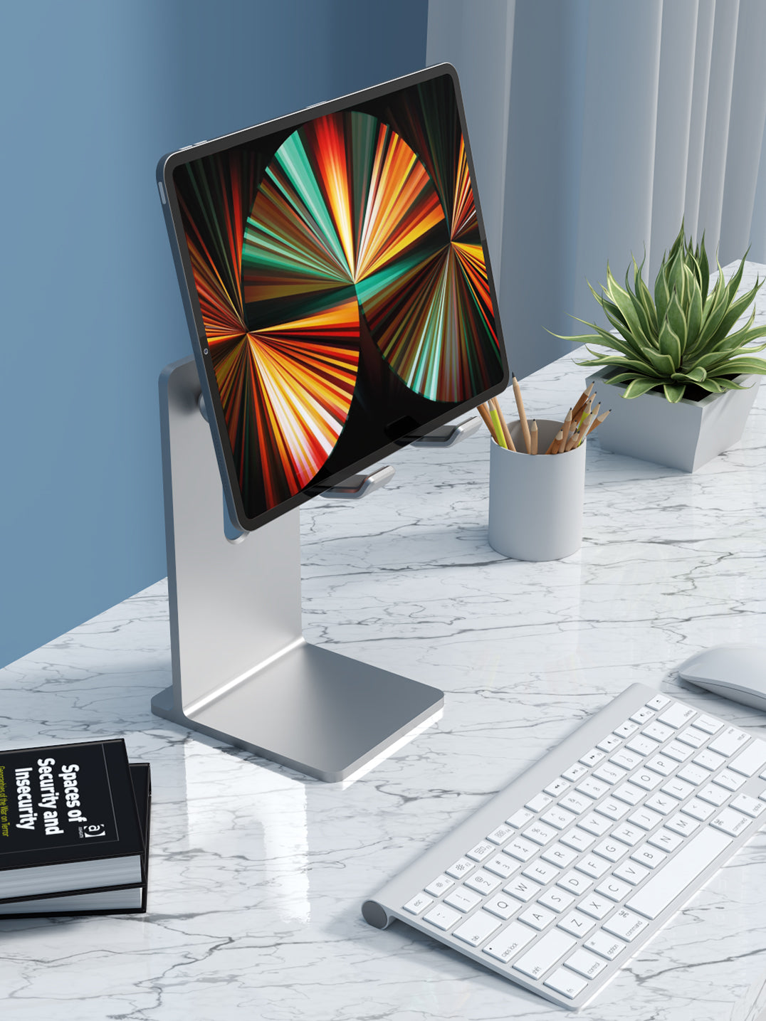 Ergonomic Tablet Stand Holder - Elevate Your Workspace with Universally Compatible Design, Fits iPad Pro, iPhone, and Android Devices, and Frees Up Desk Space