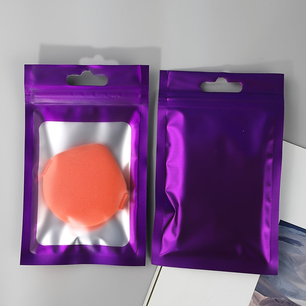 100-Pack Holographic Zipper Lock Resealable Bags, Moisture-Proof Aluminum Foil Polyester Film Flat Transparent Window Pouch for Electronics/Jewelry/Cosmetics Organization, 4 Size Options, Non-food contact