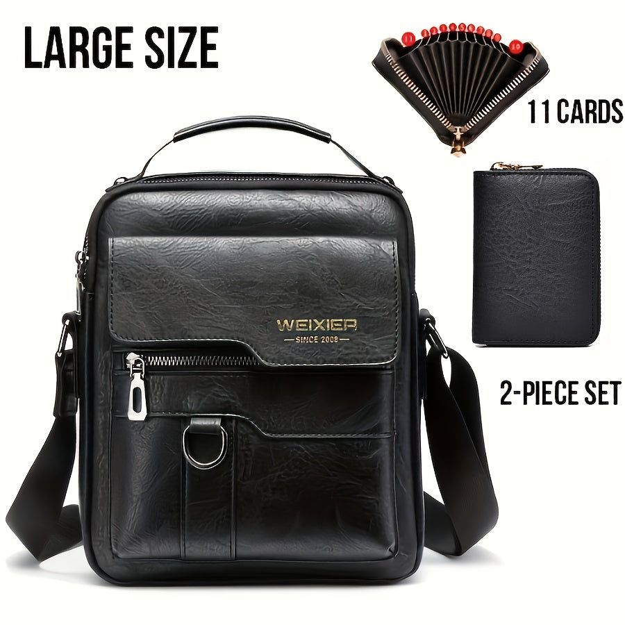 WEIXIER Crossbody Bag, Men's Shoulder Bag Vintage Hand Business Men's Casual Bag Satchel Bag For Men Gift For Father/Anniversary