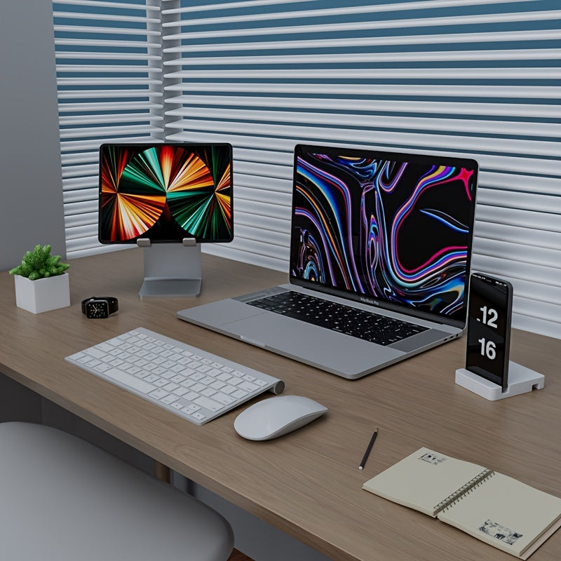 Ergonomic Tablet Stand Holder - Elevate Your Workspace with Universally Compatible Design, Fits iPad Pro, iPhone, and Android Devices, and Frees Up Desk Space
