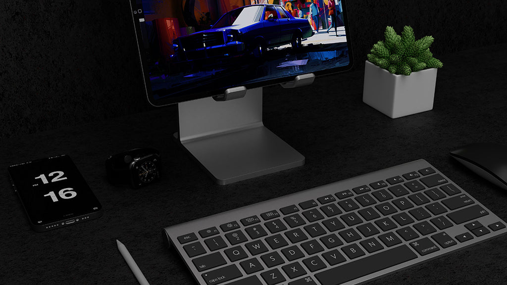 Ergonomic Tablet Stand Holder - Elevate Your Workspace with Universally Compatible Design, Fits iPad Pro, iPhone, and Android Devices, and Frees Up Desk Space