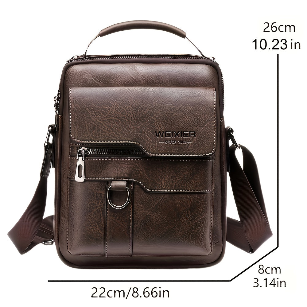 WEIXIER Crossbody Bag, Men's Shoulder Bag Vintage Hand Business Men's Casual Bag Satchel Bag For Men Gift For Father/Anniversary