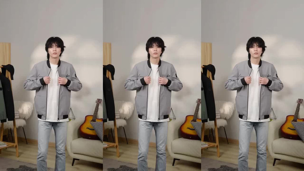 Men'S Letter Embroidered Casual Bomber Jacket