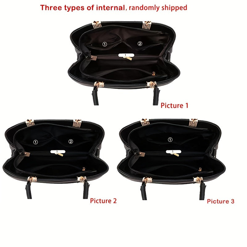 Chic Bow Decor Crossbody Bag for Women - Versatile Top Handle Satchel with Coin Purse, Adjustable Strap, and Zip Closure - Available in Khaki, Dark Pink, Light Blue, Black - Synthetic Material with Acrylic Lining, Cute Handba