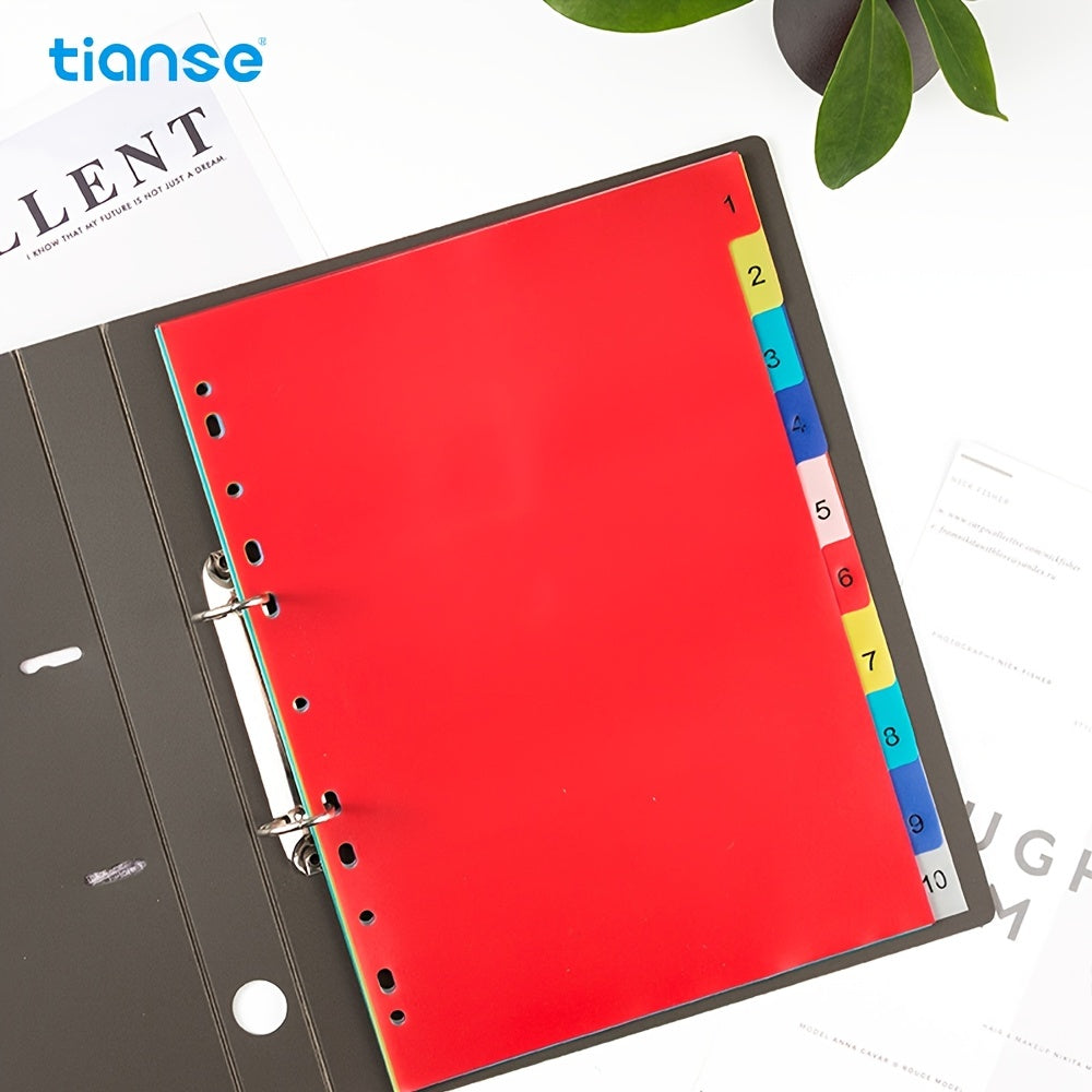 1pc A4 Refill Papers Divider Index Page 11 Holes Inserts 10 Pages (Flexible Adjustment For 2-Hole, 3-Hole, 4-Hole) For A4 Binder Refillable Journals Notebooks, Loose Leaf Paper With Neon Page Markers
