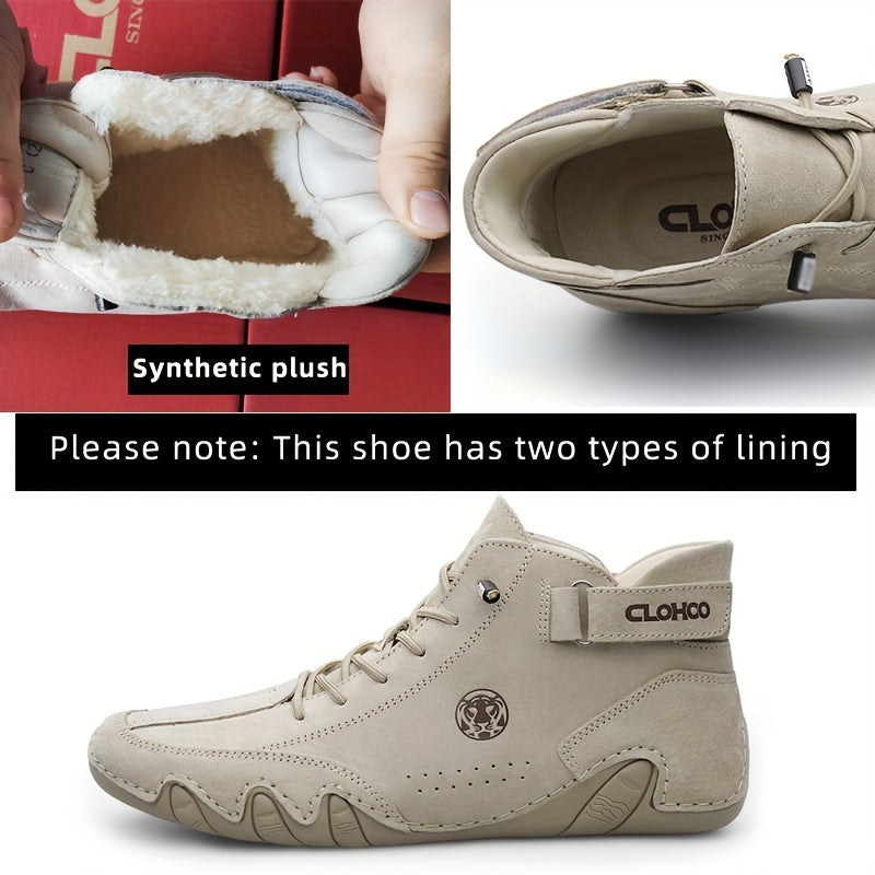 CLOHOO Brand Men'S Pig Short Boots with Lining and Elastic Closure - Preppy Style, Round Toe, Solid Color, England Scene, Spring, Fall, Winter, Summer