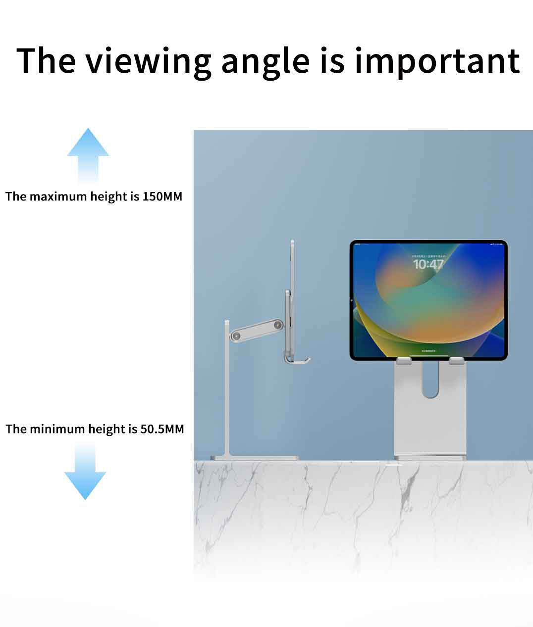 Ergonomic Tablet Stand Holder - Elevate Your Workspace with Universally Compatible Design, Fits iPad Pro, iPhone, and Android Devices, and Frees Up Desk Space