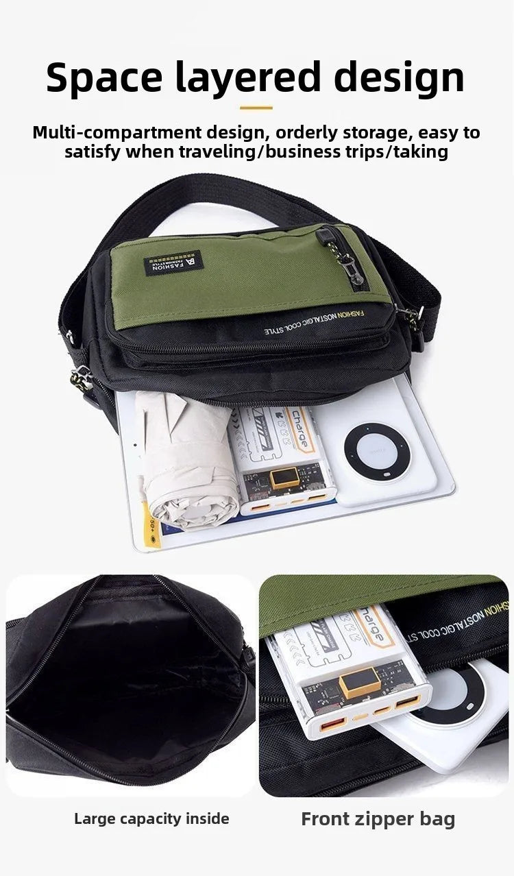 Fashion Men Crossbody Bag Single Shoulder Bags Big Capacity Storage Bag Multi-Pockets Business Crossbody Bags for Work Traveling