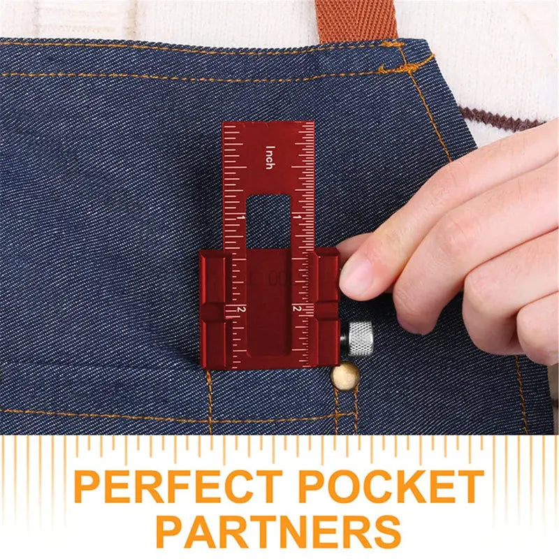 Woodworking Tools Ruler - Pocket Ruler Layout Tool Aluminum Precision Ruler with T-Track Metal Slide Stops,Inch and Metric Scale