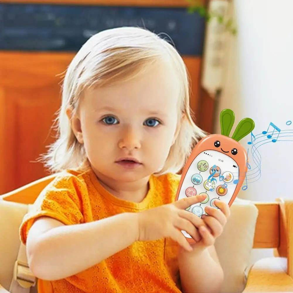 Kids Toy Phone Toddler Cell Phone And Kids Phone Toy Colorful Musical Kids Play Phone Educational Carrot Shaped Toy For Early