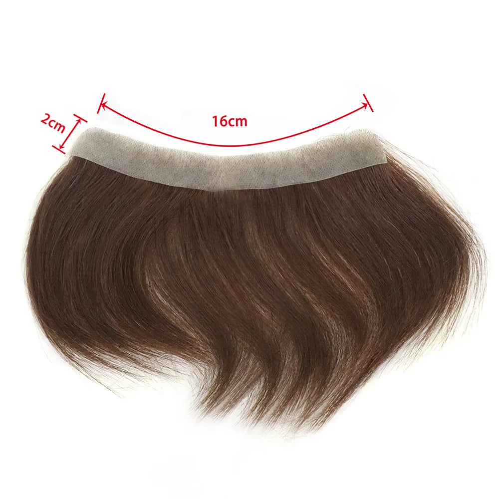 Brown Black Men Toupee Human Hair Frontal Hairline 180 Density V Loop Straight Forehead Toupee Natural Hair Capillary Prosthesis