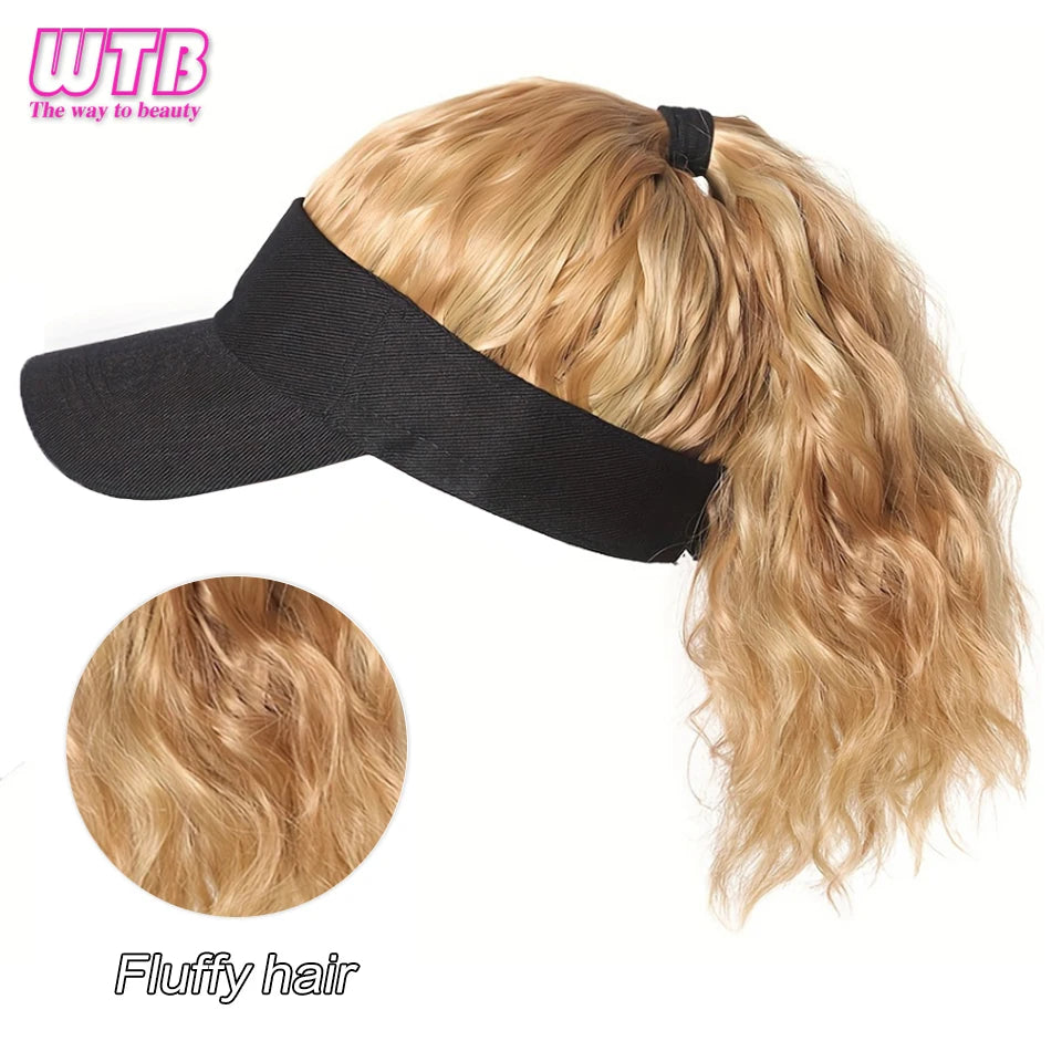Hat With Hair Attached For Women Ponytail Curly Hair Hair Wig With Hair Cap Styling Baseball Baseball Cap Ponytail Hat Wig