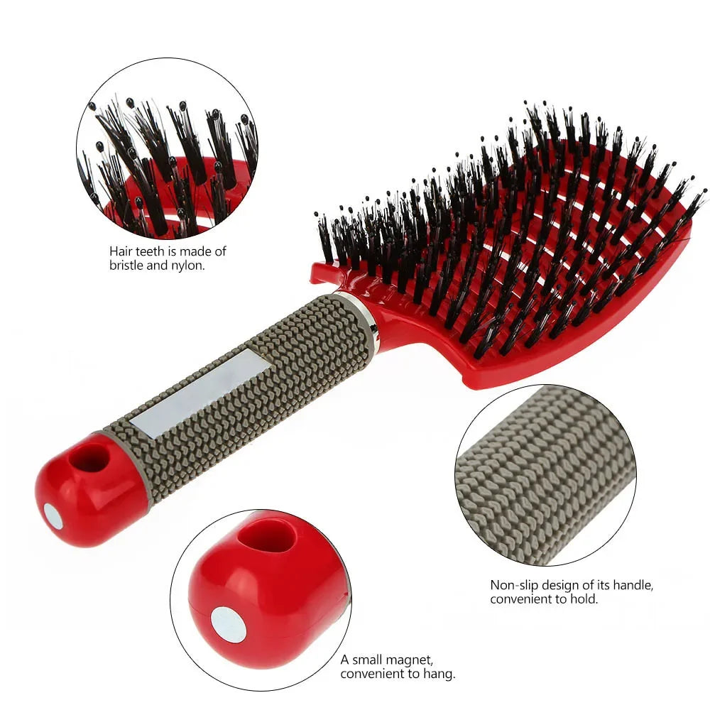 Hair Brush Scalp Massage Comb Hairbrush Bristle;Nylon Women Wet Curly Detangle Hair Brush for Salon Hairdressing Styling Tools