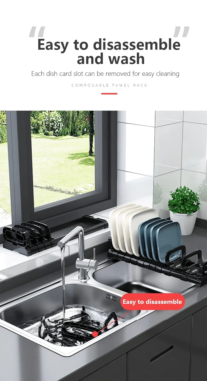 Kitchen Cabinet Dish Storage Rack Drawer  Built-in Dish Drain Rack Plate Divider Storage Rack  Kitchen Accessories Organizer