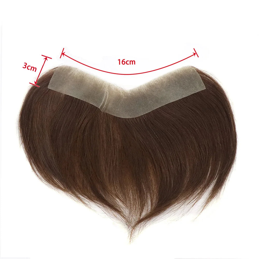 Brown Black Men Toupee Human Hair Frontal Hairline 180 Density V Loop Straight Forehead Toupee Natural Hair Capillary Prosthesis