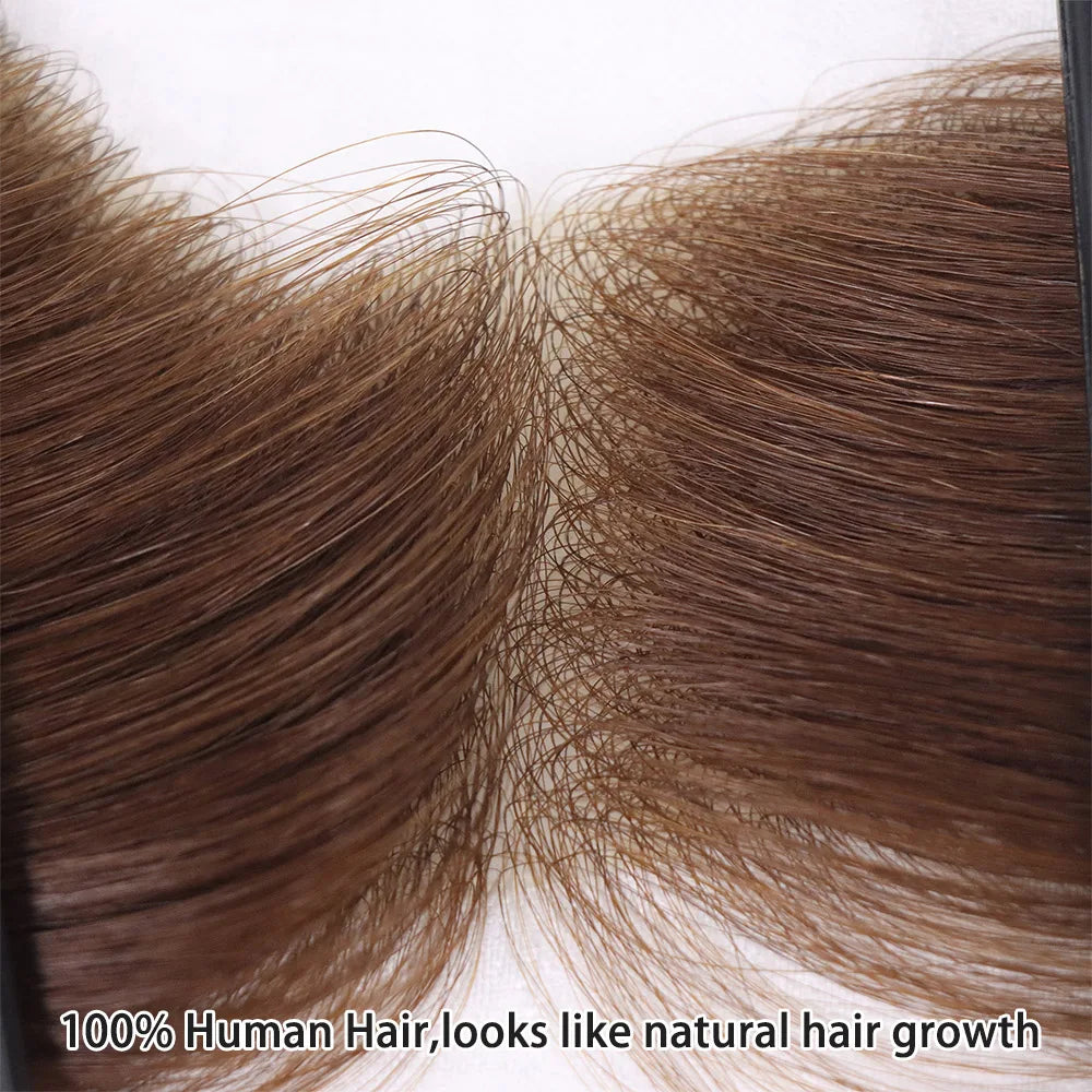 Brown Black Men Toupee Human Hair Frontal Hairline 180 Density V Loop Straight Forehead Toupee Natural Hair Capillary Prosthesis