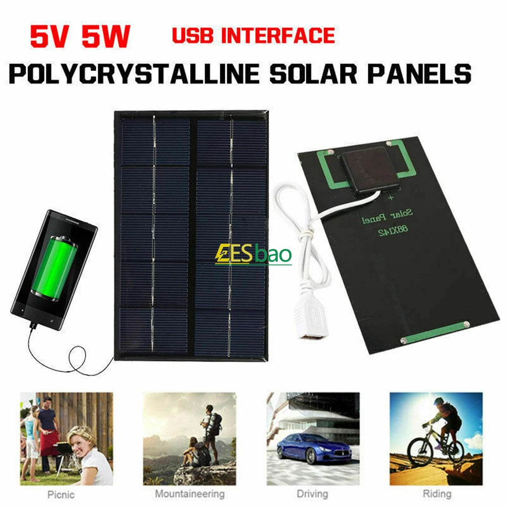 Wholesale Solar Panel  USB Waterproof Outdoor Hiking Camping Portable Battery Mobile Phone Charging Bank Charging Panel