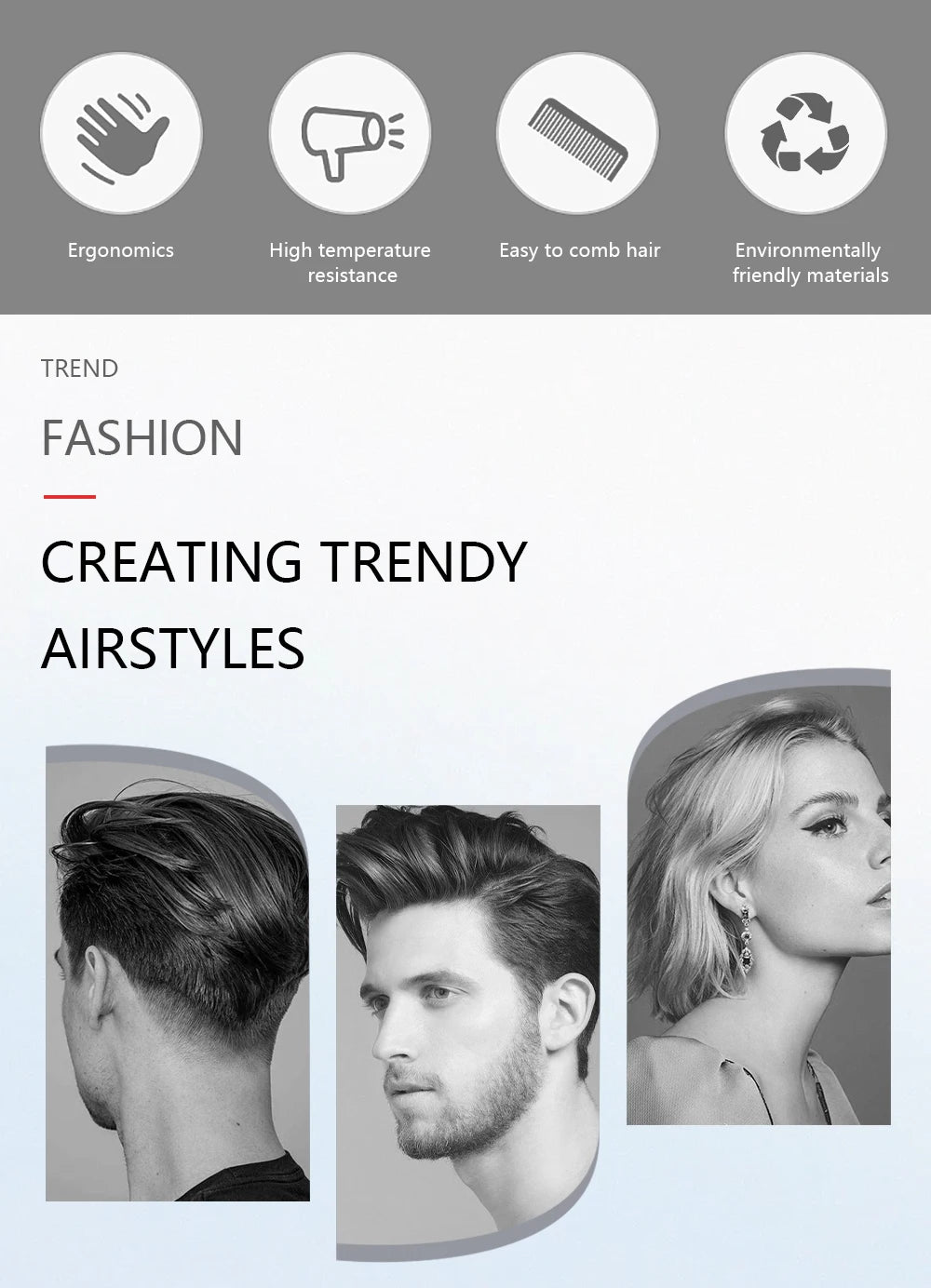 Barbershop Hair Cutting Comb Barber Heat Resistant Anti-static Hair Brush Professional Salon Household Hairdressing Styling Tool