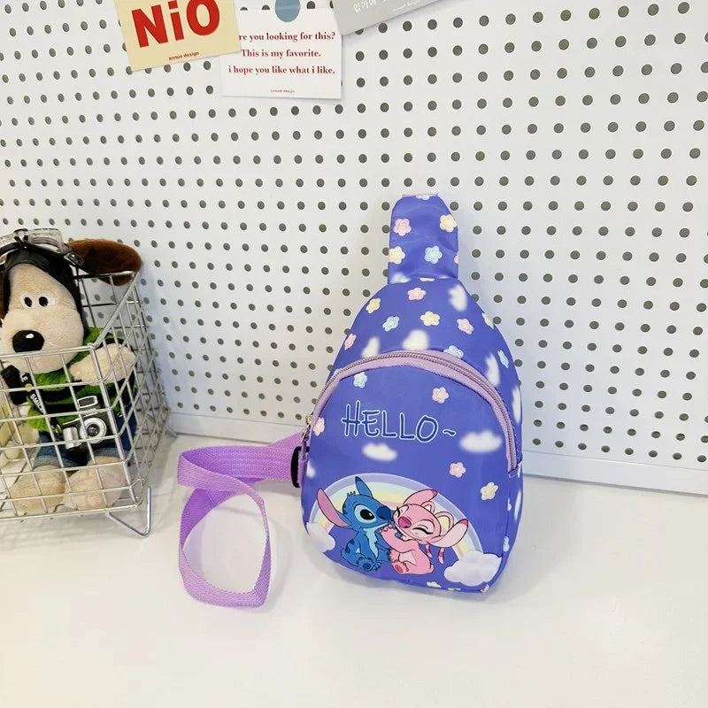 Stitch & Angel Sling Chest Bag, Cartoon Anime Crossbody Bag, Fashionable Casual Shoulder Bag with Coin Purse for Daily Travel