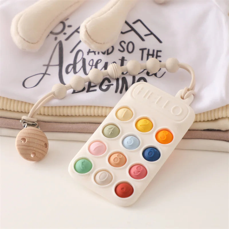 Baby Phone Teether Toy Telephone Sleeping Pacifier Clip Bracelet Simulation Phone Toys Early Educational Learning Toy Kids Gifts