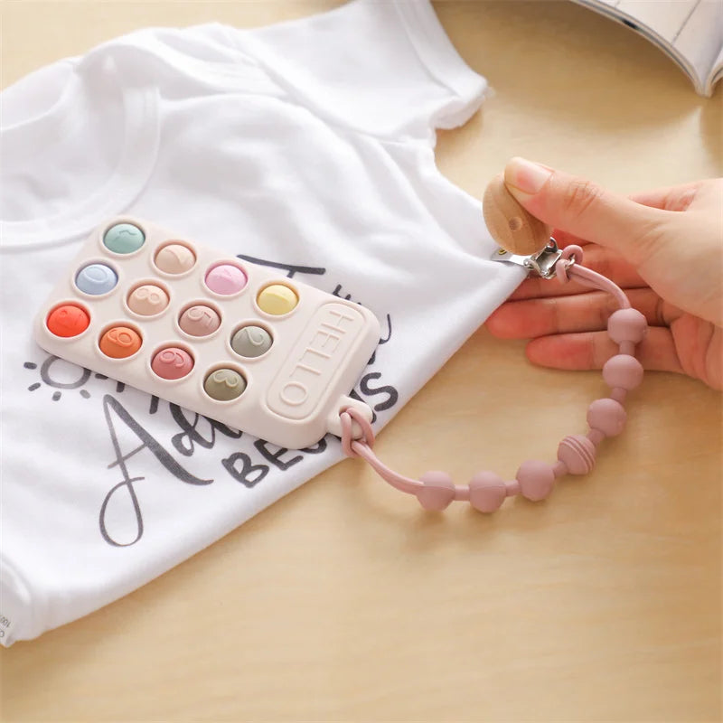 Baby Phone Teether Toy Telephone Sleeping Pacifier Clip Bracelet Simulation Phone Toys Early Educational Learning Toy Kids Gifts