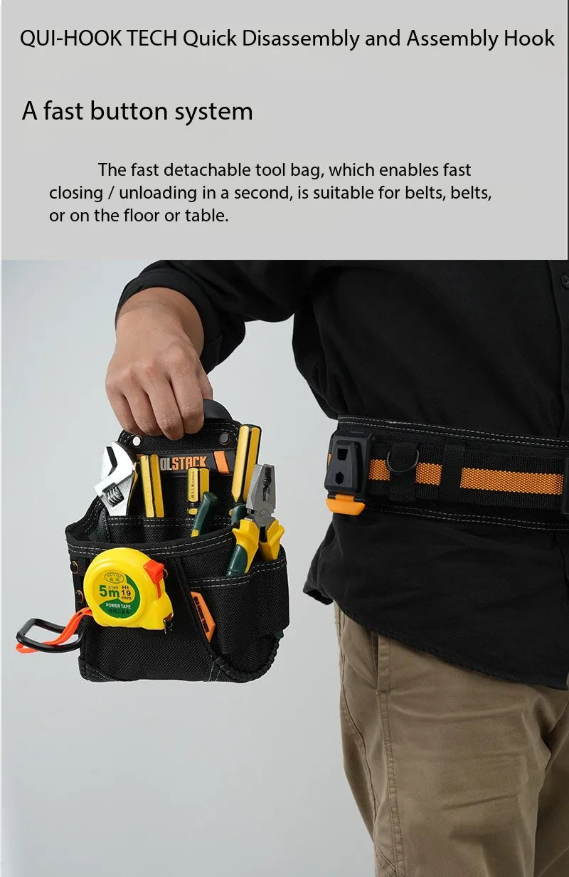 TOOLSTACK TSK-24 Utility Toolkit Hardwear Carpenter Work Tools Bag Storage Quick-Hook Kit Spanner Screwdriver Waist Pouch