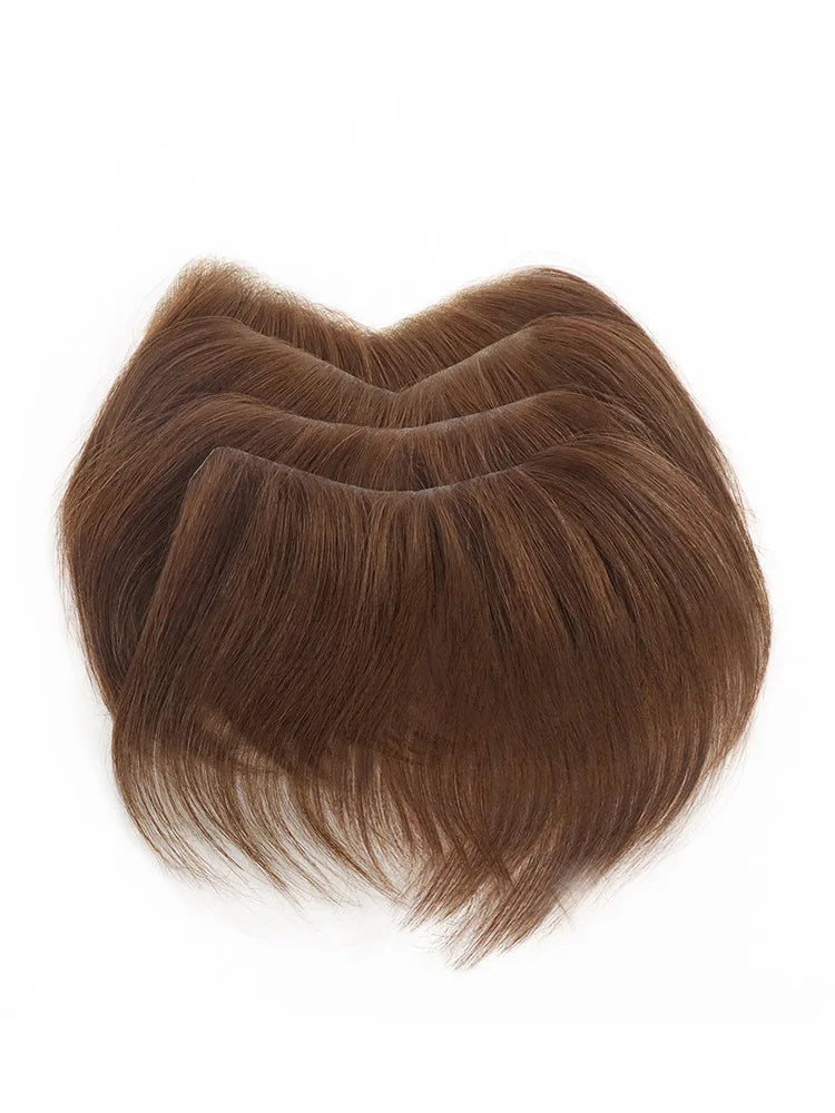 Brown Black Men Toupee Human Hair Frontal Hairline 180 Density V Loop Straight Forehead Toupee Natural Hair Capillary Prosthesis