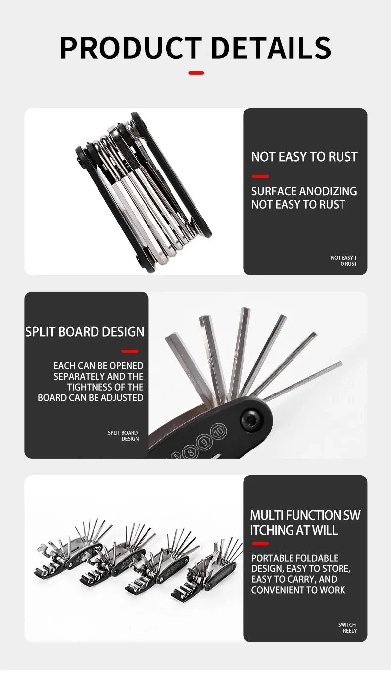 16 in 1 MTB Tools Road Bicycle Allen Wrench Pocket Tools Portable Bicycle Repair Tool set Multifunction Tools