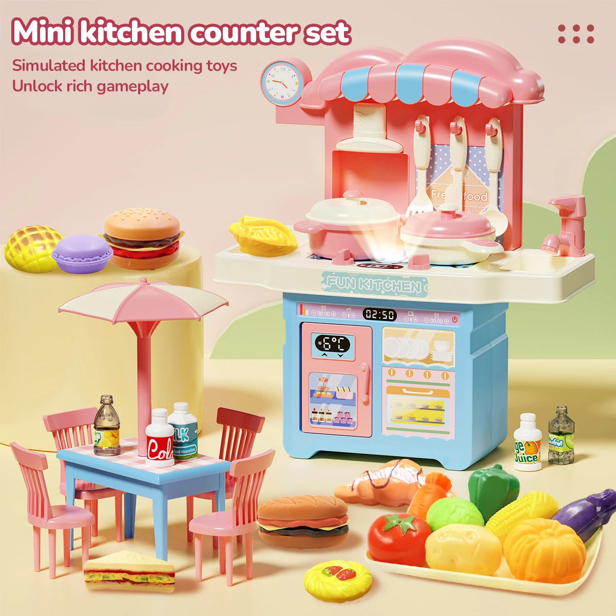 Simulated House Kitchen Toy Mini Kitchen Counter Set Fun House Playing Safe Sturdy Children Household Kitchen Toys