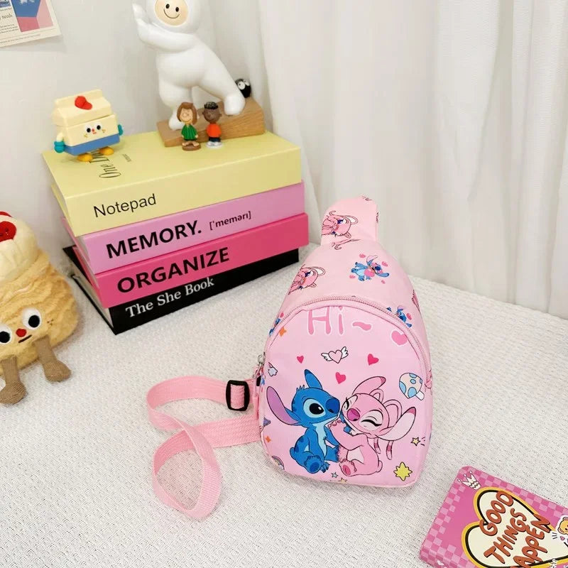 Stitch & Angel Sling Chest Bag, Cartoon Anime Crossbody Bag, Fashionable Casual Shoulder Bag with Coin Purse for Daily Travel