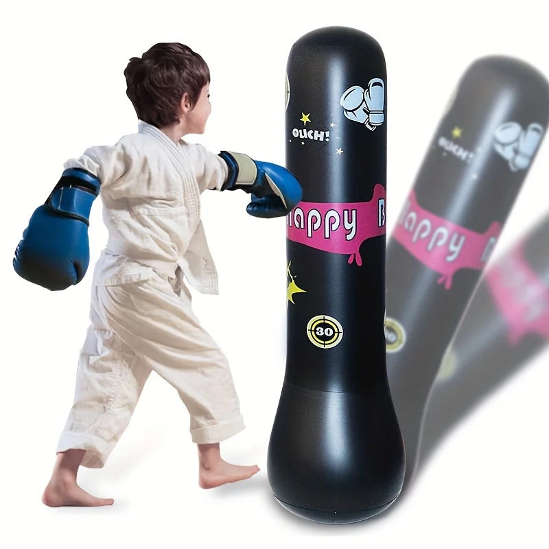 Inflatable Bopper Kids Punching Bag with Bounce-Back Action Inflatable Toys Bop Bag for Kids Presents with OPTIONAL Gloves
