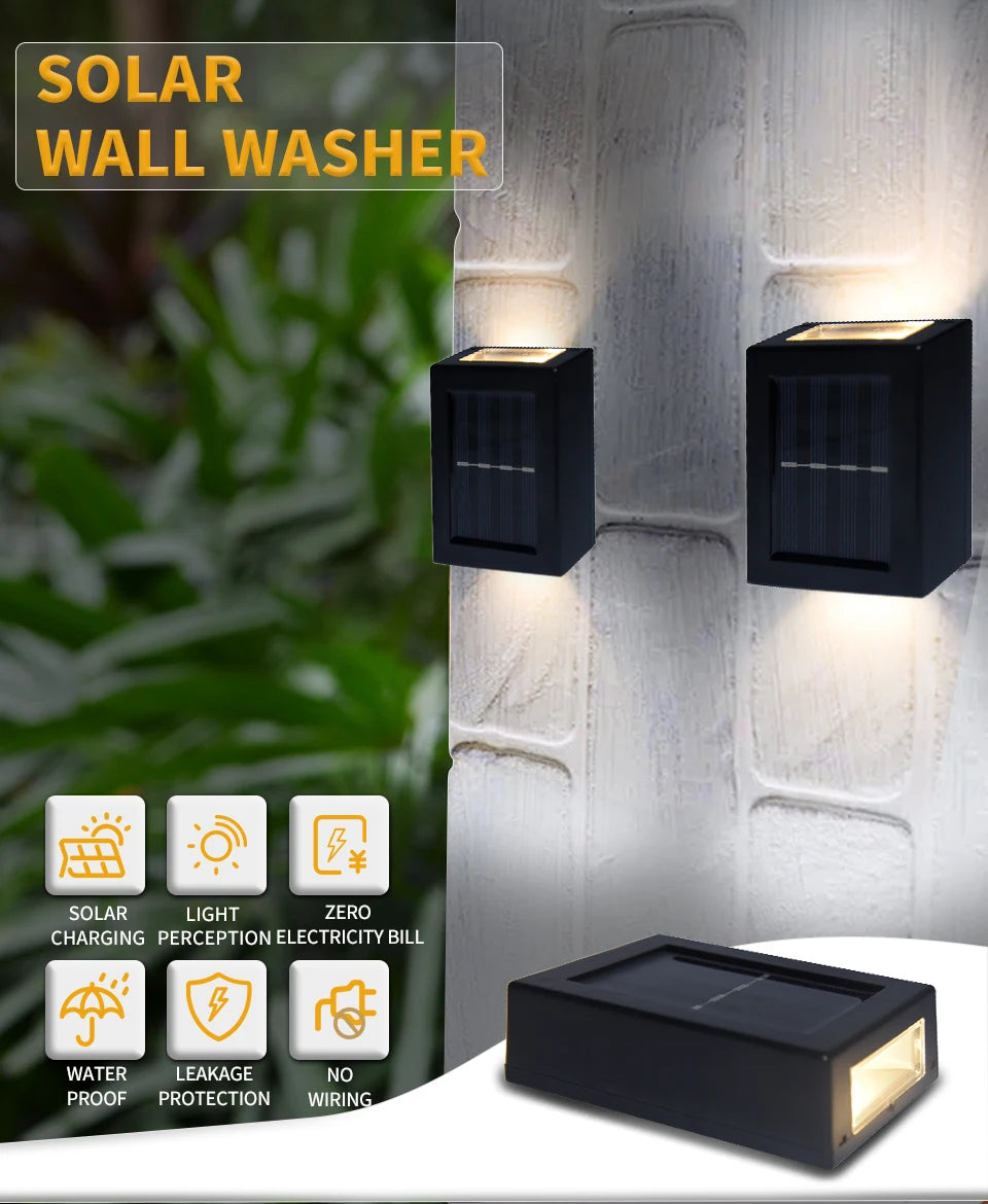 Solar Light Outdoor Up and Down Wall Washer Light Waterproof Solar Lamp for Garden Street Landscape Balcony Yard Porch Decor
