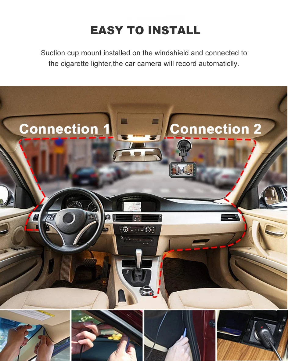 Dashcam 24H Touch Night Vision FULL HD 1080P Front And Rear Camera 4.0 Inch CAR DVR Mirror Digital Video Recorder Dvr Black Box