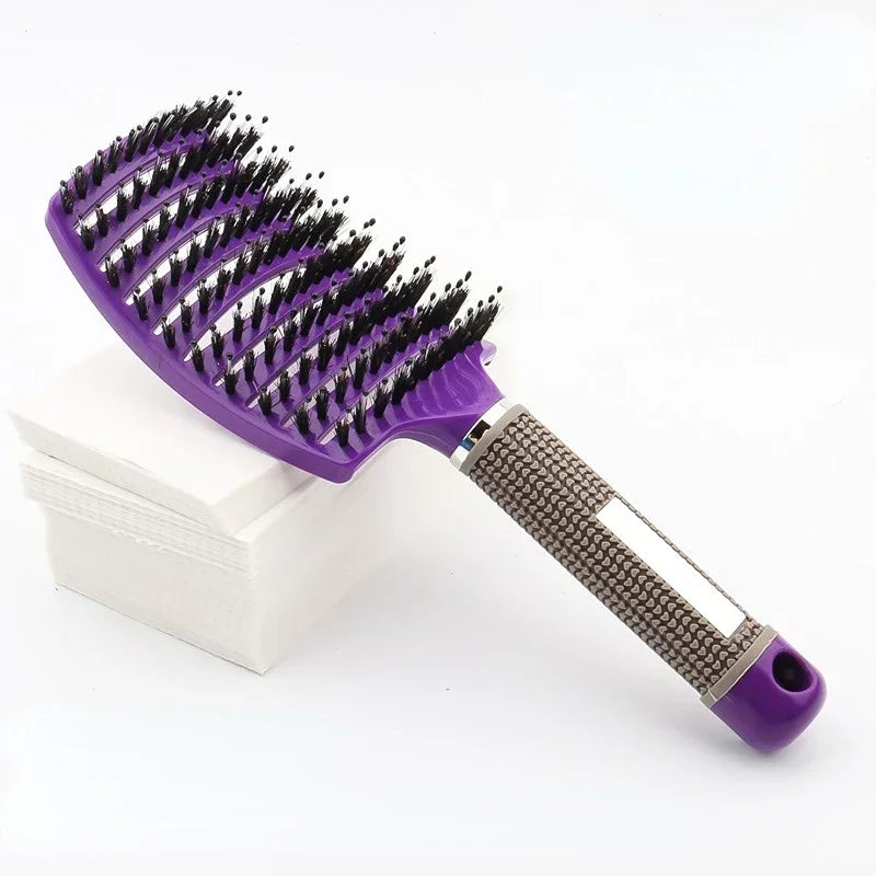 Hair Brush Scalp Massage Comb Hairbrush Bristle;Nylon Women Wet Curly Detangle Hair Brush for Salon Hairdressing Styling Tools