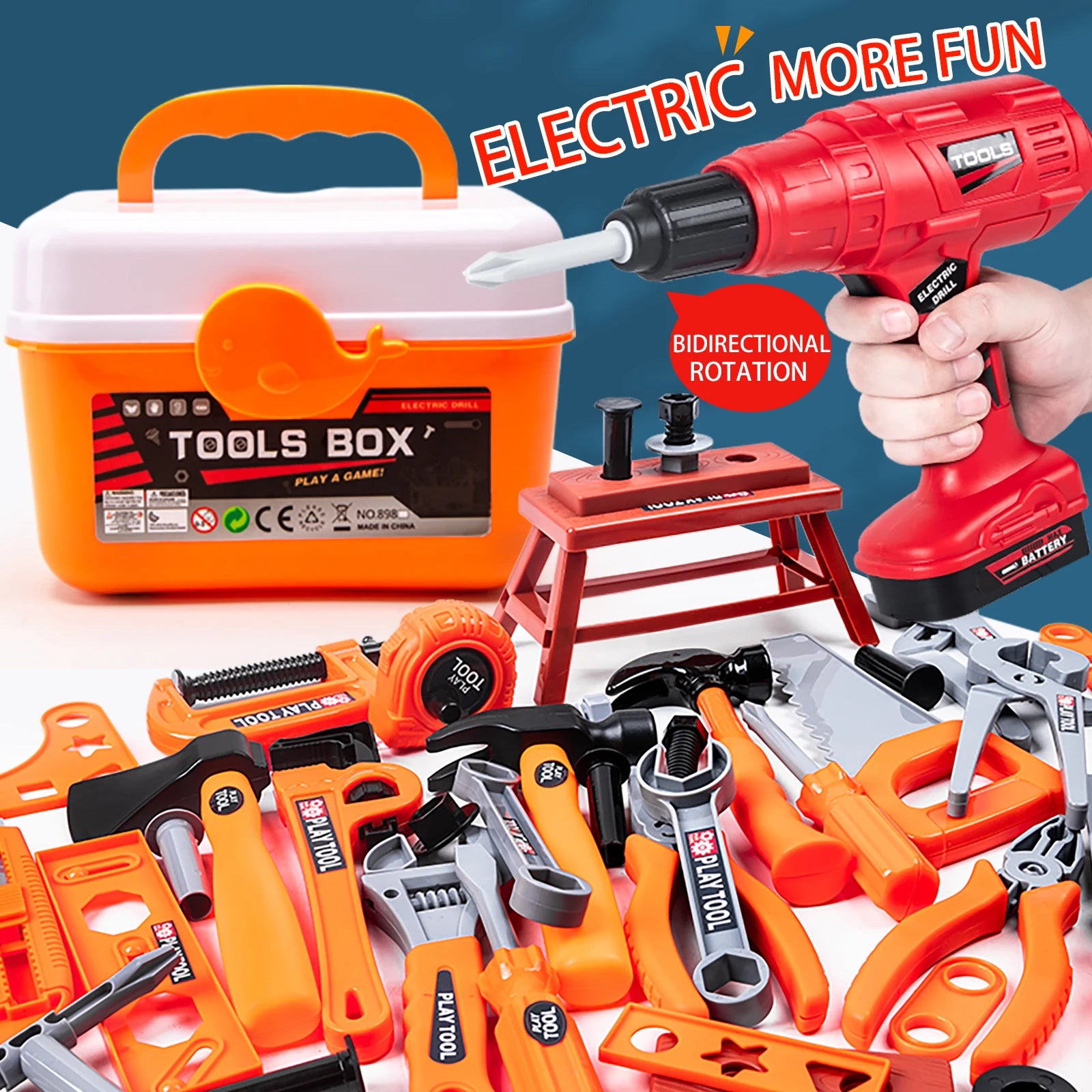 Kids Toolbox Kit Educational Toys Simulation Repair Tools Toys Drill Plastic Game Learning Engineering Puzzle Toys Gifts For Boy