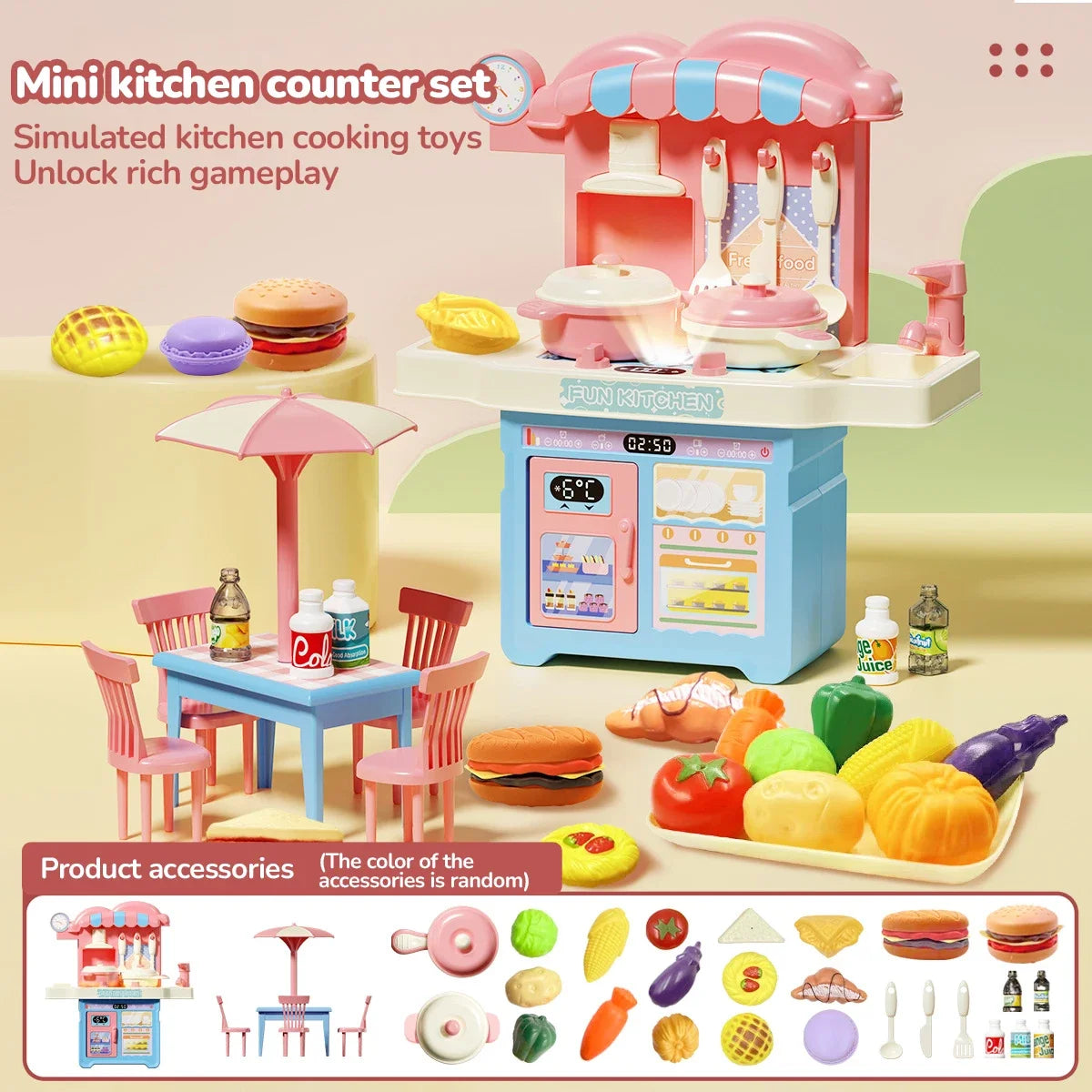 Simulated House Kitchen Toy Mini Kitchen Counter Set Fun House Playing Safe Sturdy Children Household Kitchen Toys