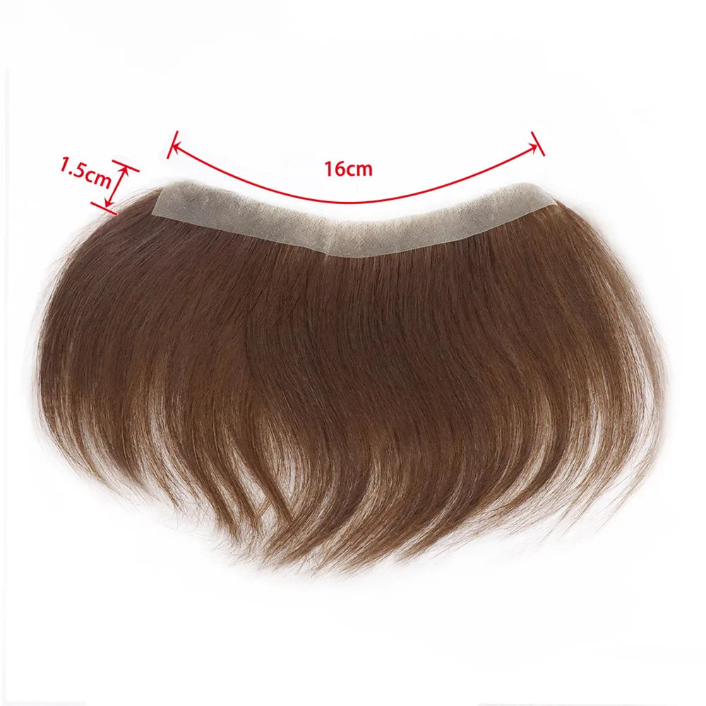 Brown Black Men Toupee Human Hair Frontal Hairline 180 Density V Loop Straight Forehead Toupee Natural Hair Capillary Prosthesis