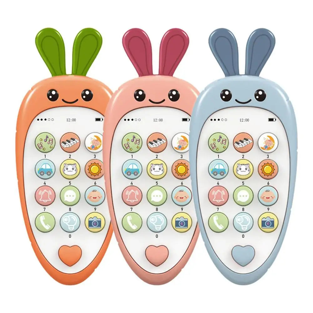 Kids Toy Phone Toddler Cell Phone And Kids Phone Toy Colorful Musical Kids Play Phone Educational Carrot Shaped Toy For Early