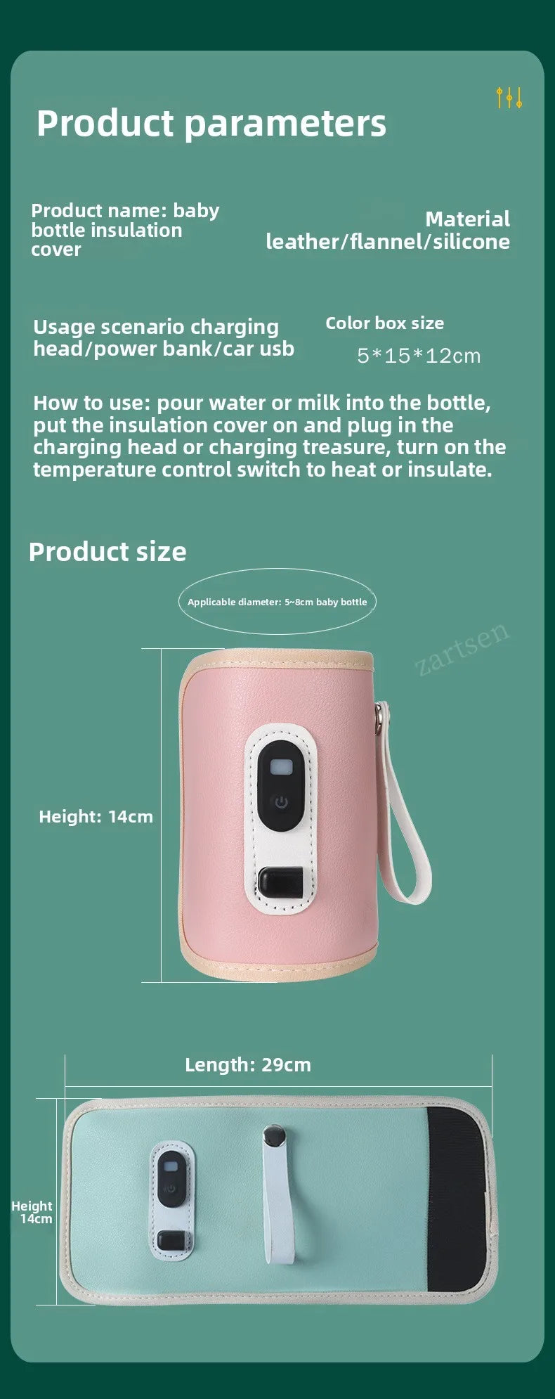 Baby Milk Warmer Baby Nursing Bottle Heater, Portable USB Bottle Warmer for Car, Outdoor Travel Accessories Outdoor Portable